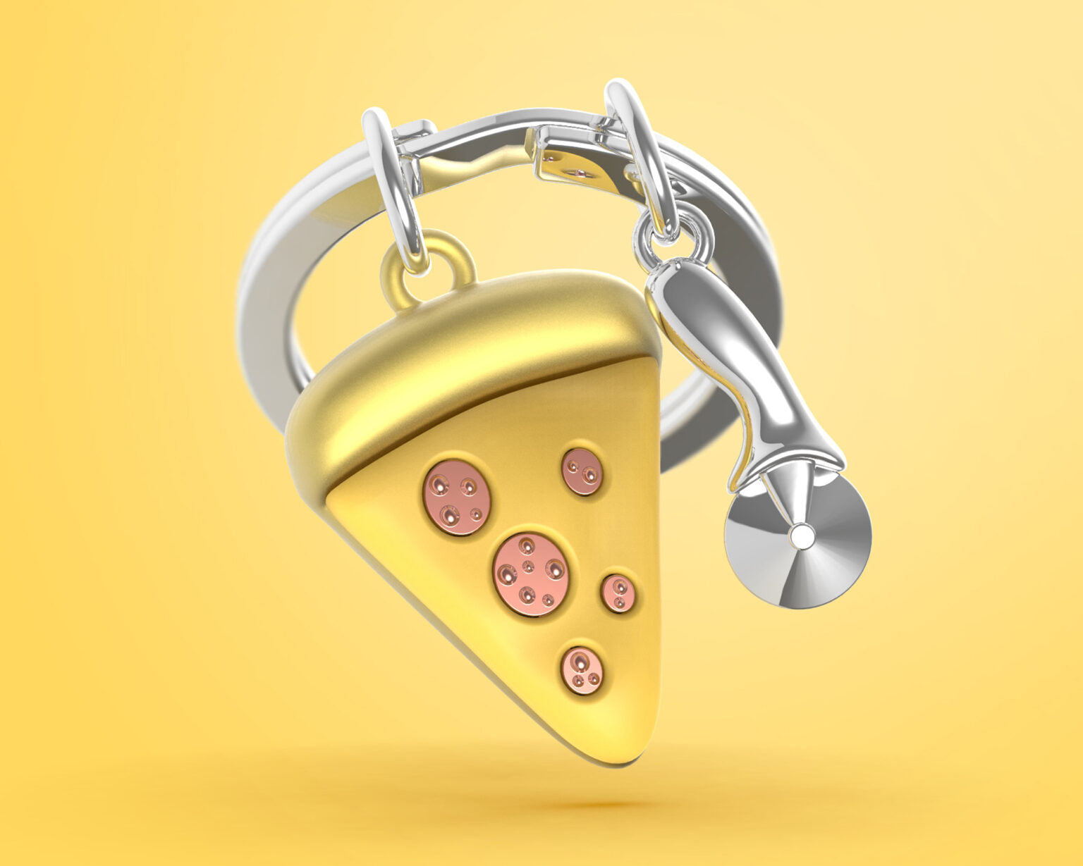 Pizza & Cutter Keyring