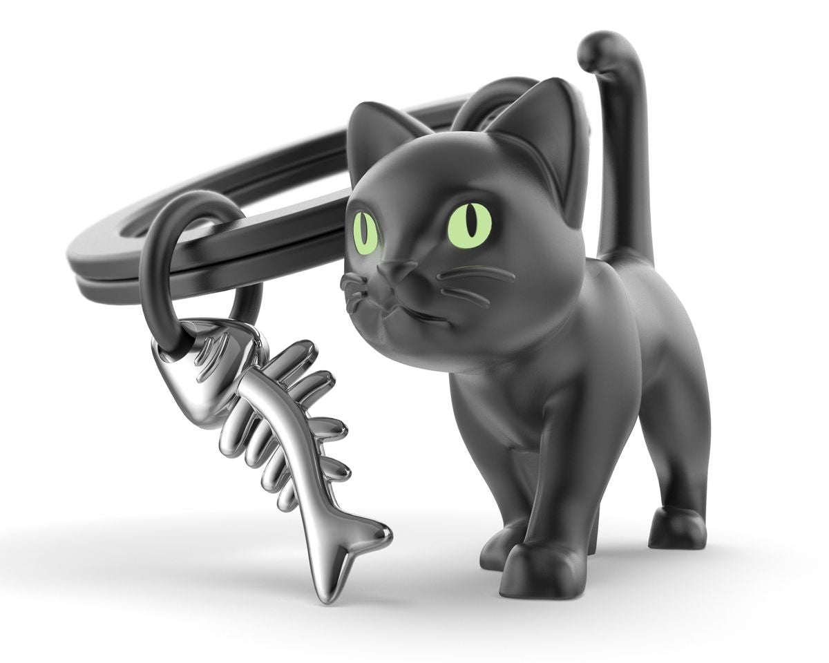 Black Cat Charm Keyring