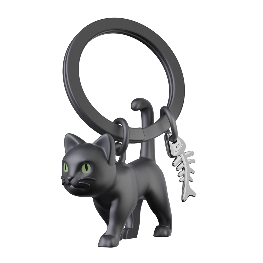 Black Cat Charm Keyring