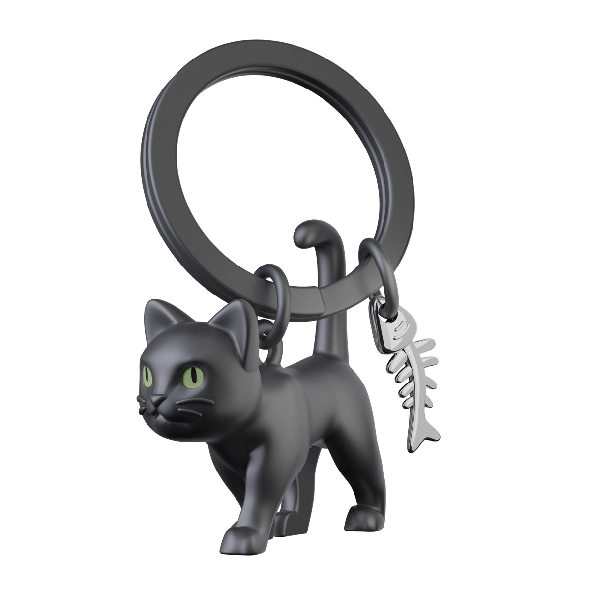 Black Cat Charm Keyring